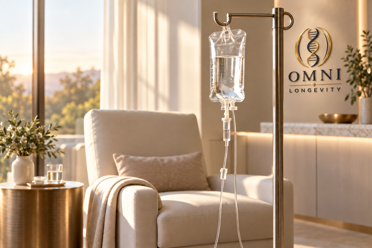 A guest relaxing during an IV infusion.
